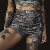 Camo Ribbed Biker Shorts