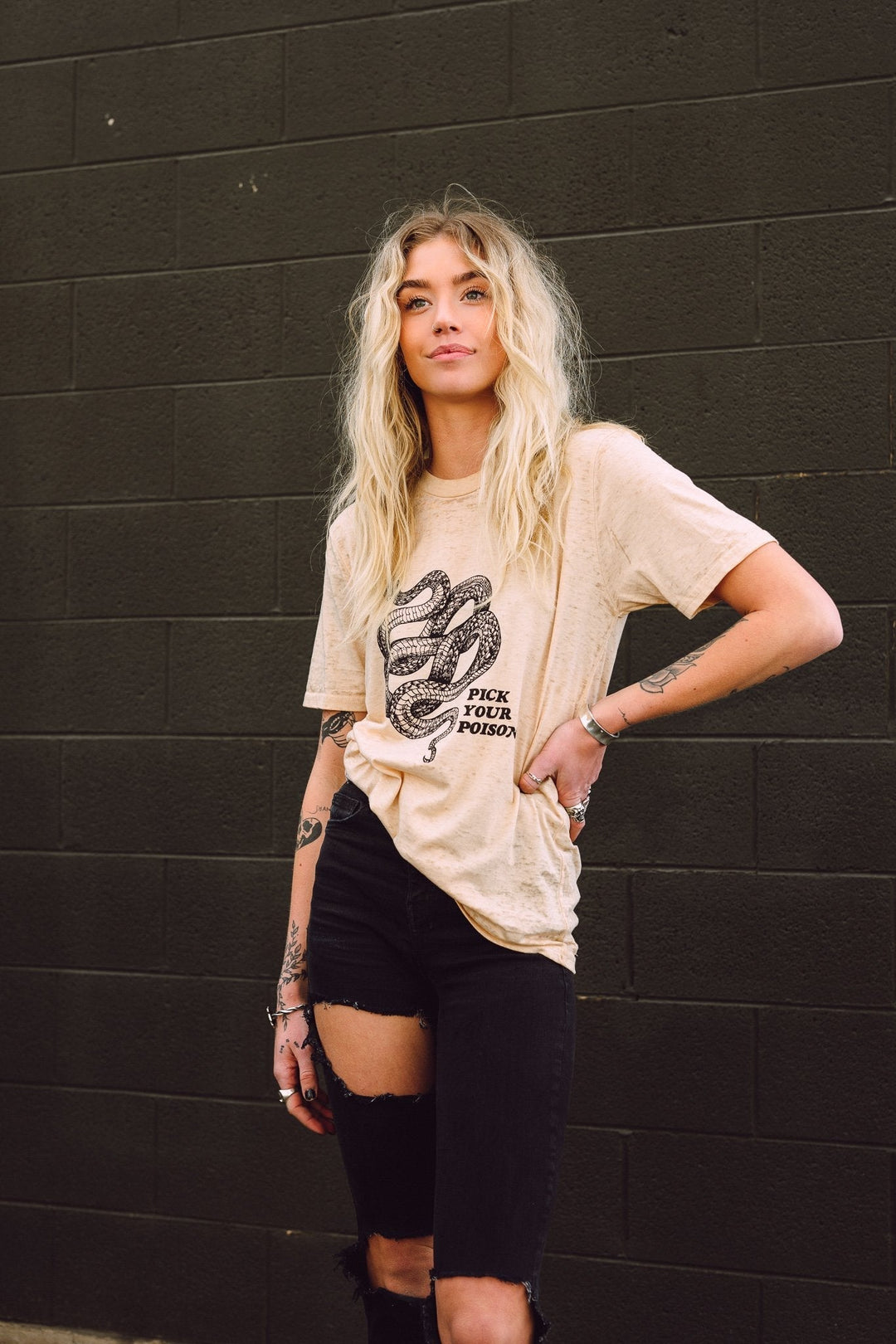 Pick Your Poison Vintage Tee - Champagne – Hell Babes